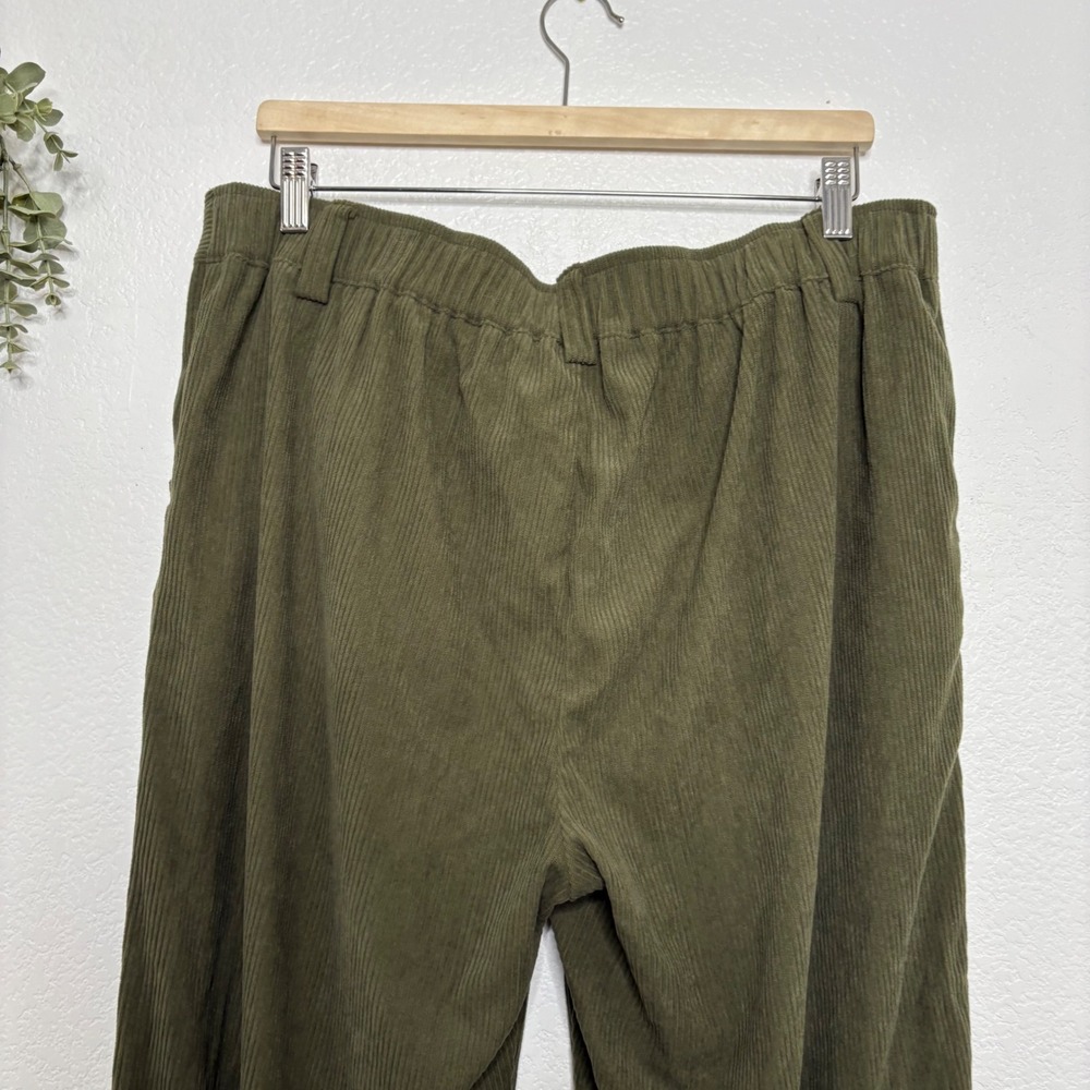 Halara Olive Green Corduroy Wide Leg Pants High Waisted Pleated XL Petite - Picture 6 of 8
